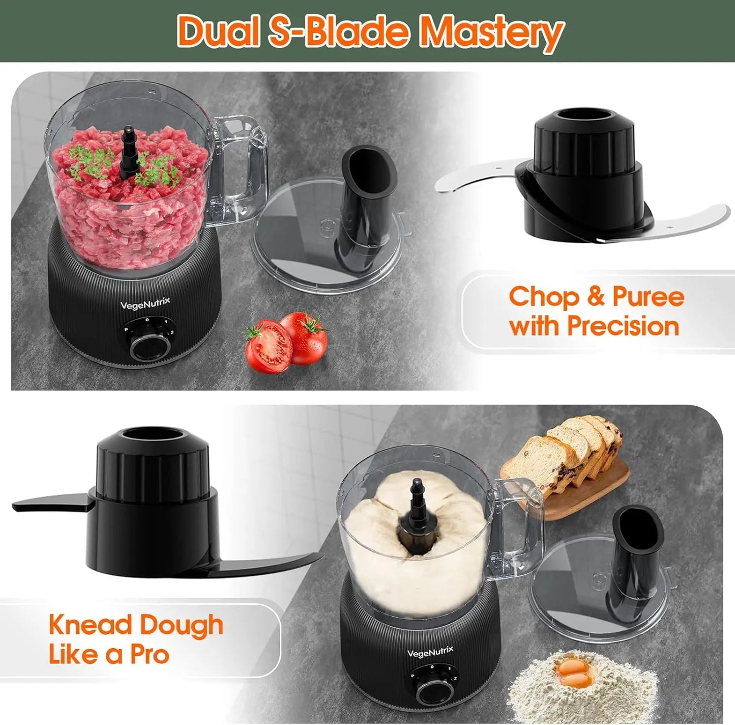 XMSJ All-In-One Food Processor And Blender Combo 700W