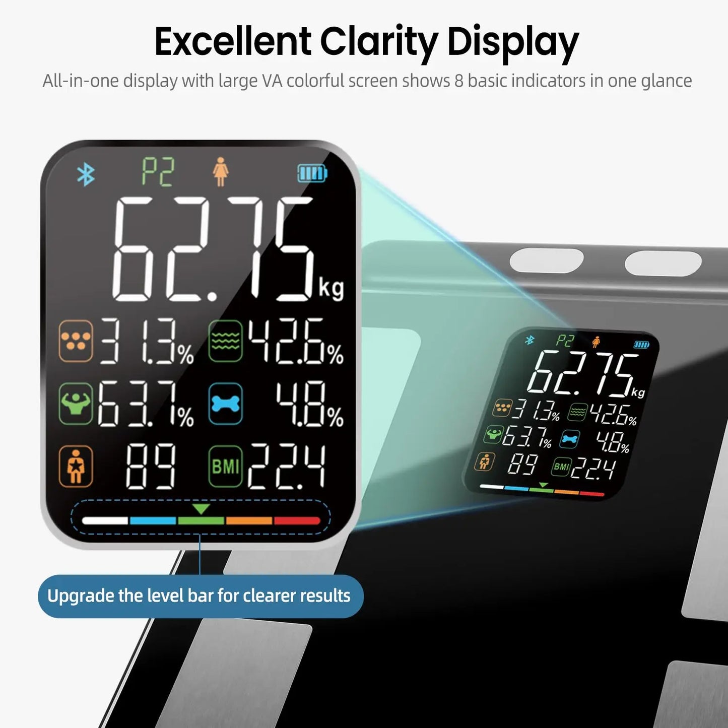8-Electrode Smart Body Scale With Full Composition Analysis Bluetooth Sync