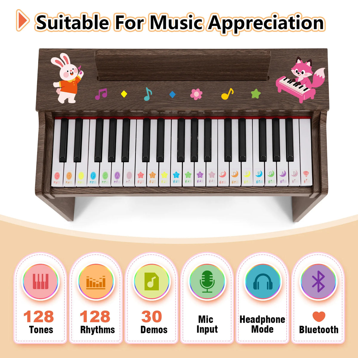 Mustar Digital Piano Keyboard Set With Bench And Educational Accessories