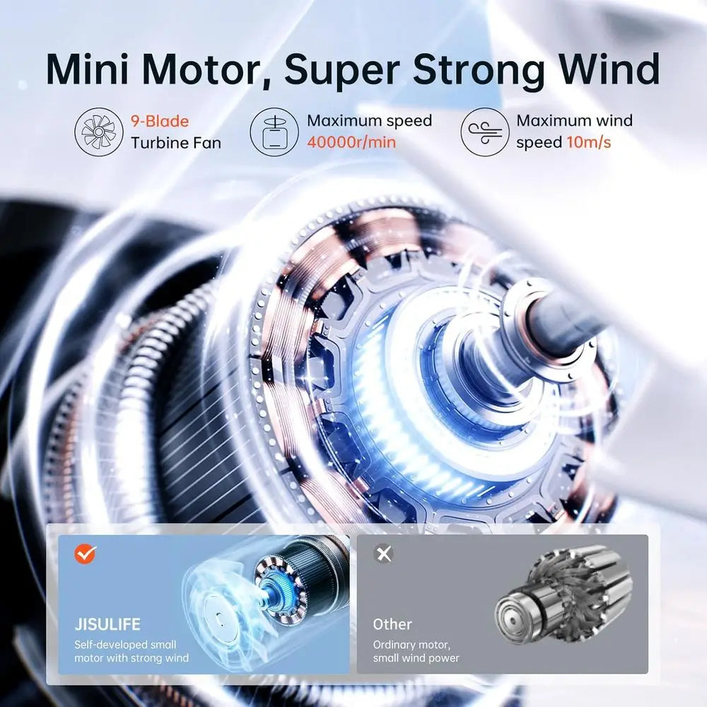 High-Speed Portable Fan with 18H Battery Life, 5 Adjustable Speeds, 5000mAh, Compact Design for Outdoor and Travel Use - Black