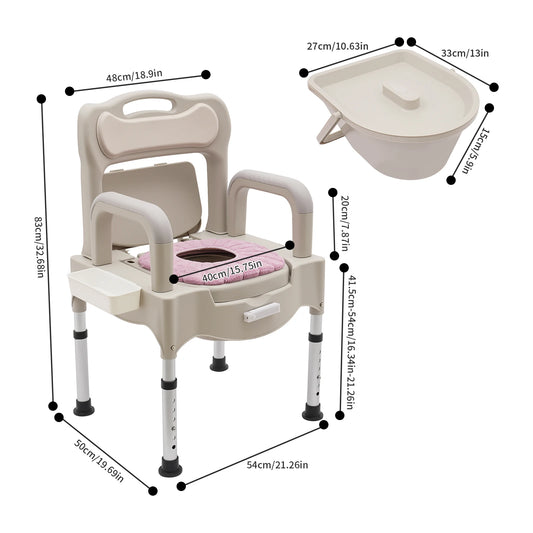 Bymaocar Toilet Chair For Elderly With Adjustable Height Aluminum