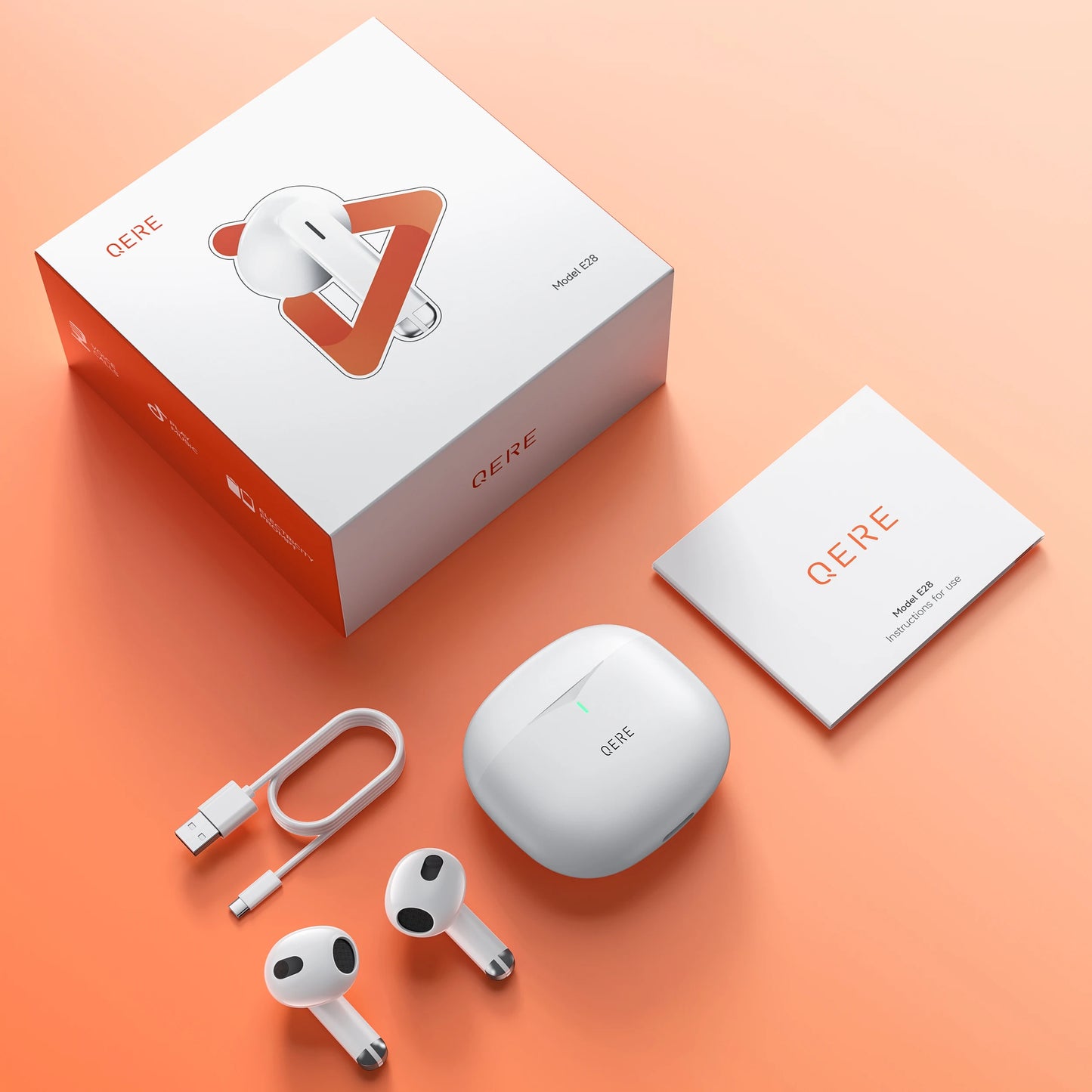 QERE E28 Wireless Earphones TWS Bluetooth 5.3 Low Latency Waterproof