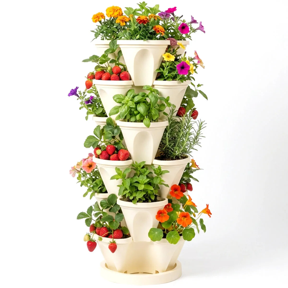 Vertical Garden Tower For Up To 18 Plants Space Saving