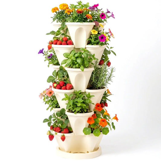 Vertical Garden Tower For Up To 18 Plants Space Saving