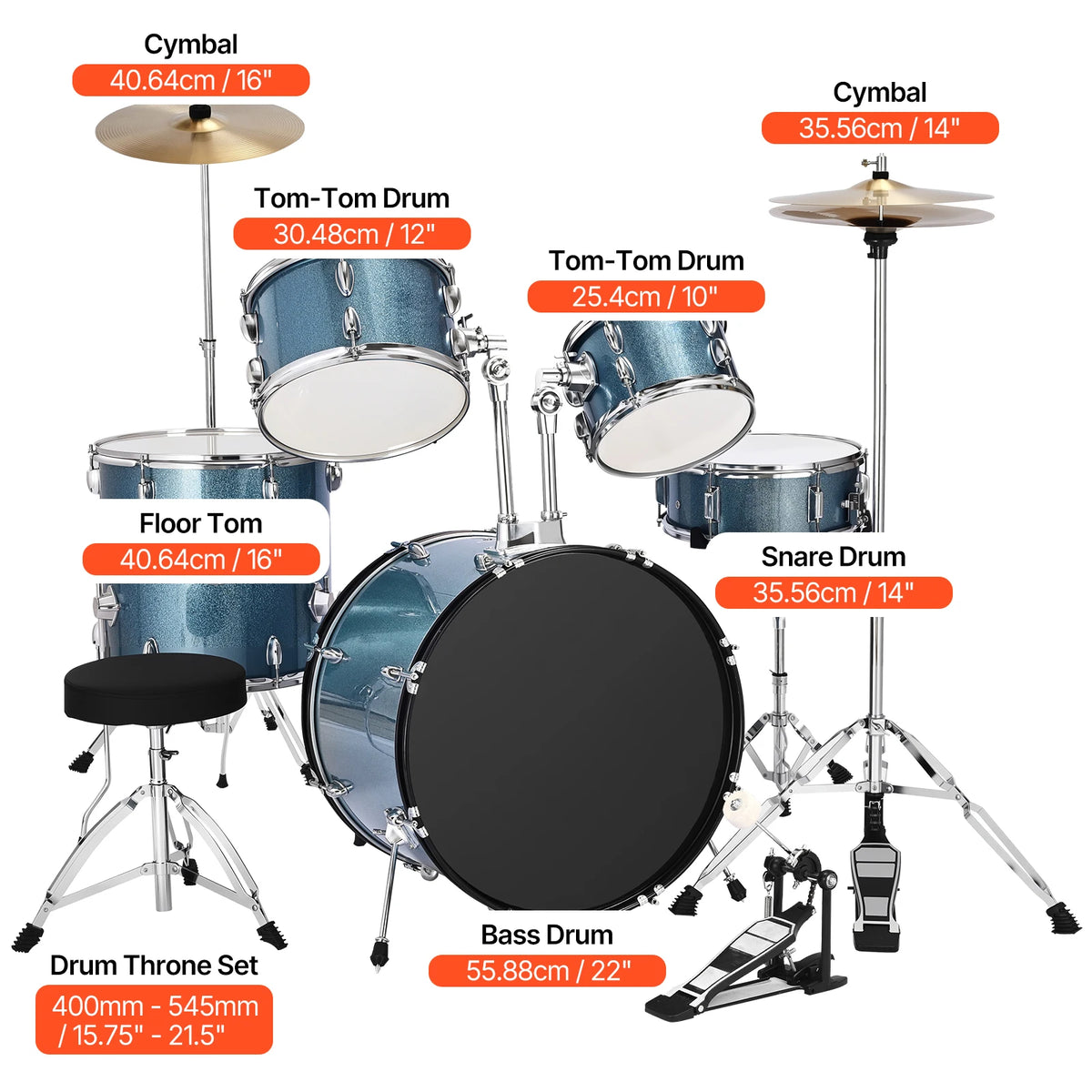 SucceBuy Kids Drum Set With Adjustable Throne And Cymbal