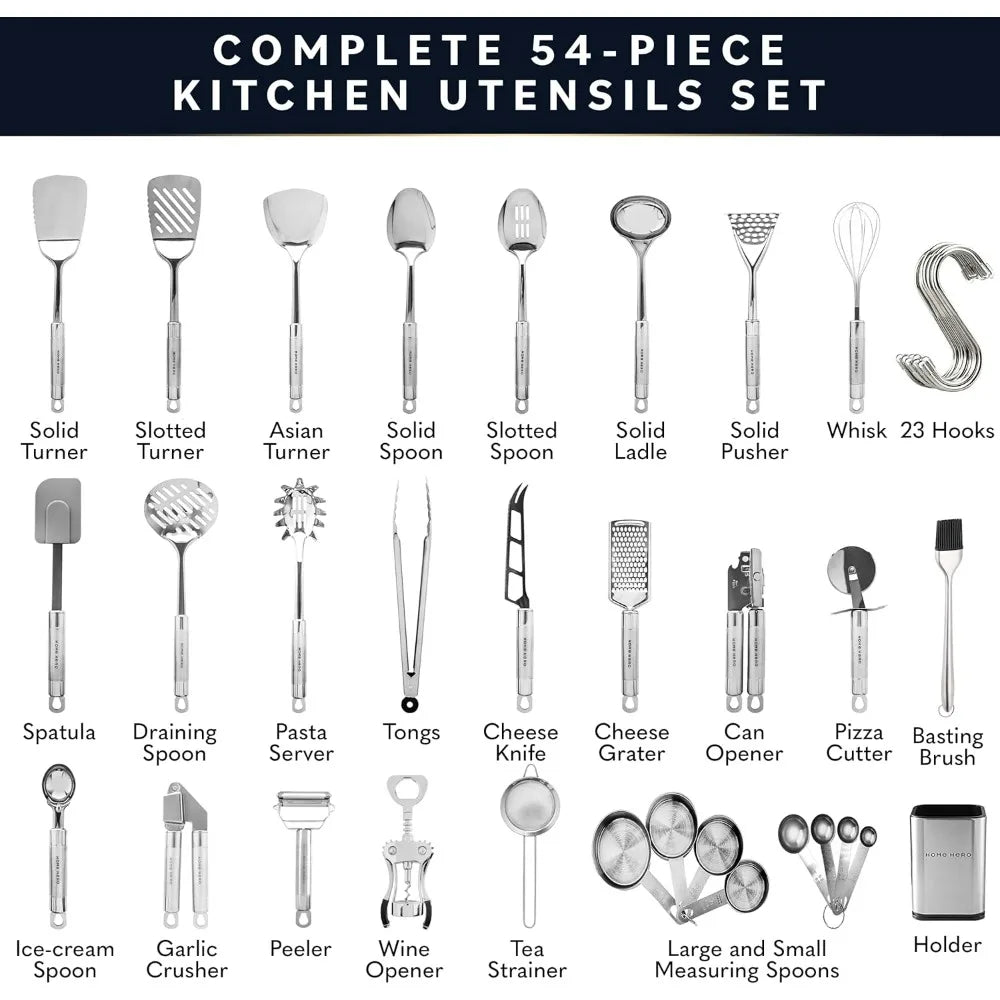 XMSJ Stainless Steel Kitchen Utensil Set Nonstick Heat Resistant Tools