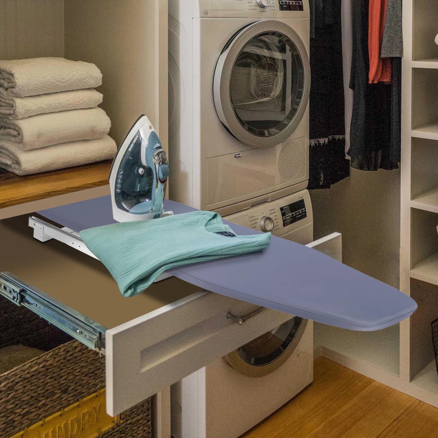 Modern Retractable Ironing Board For Cabinet Closet Pull Push Stowaway