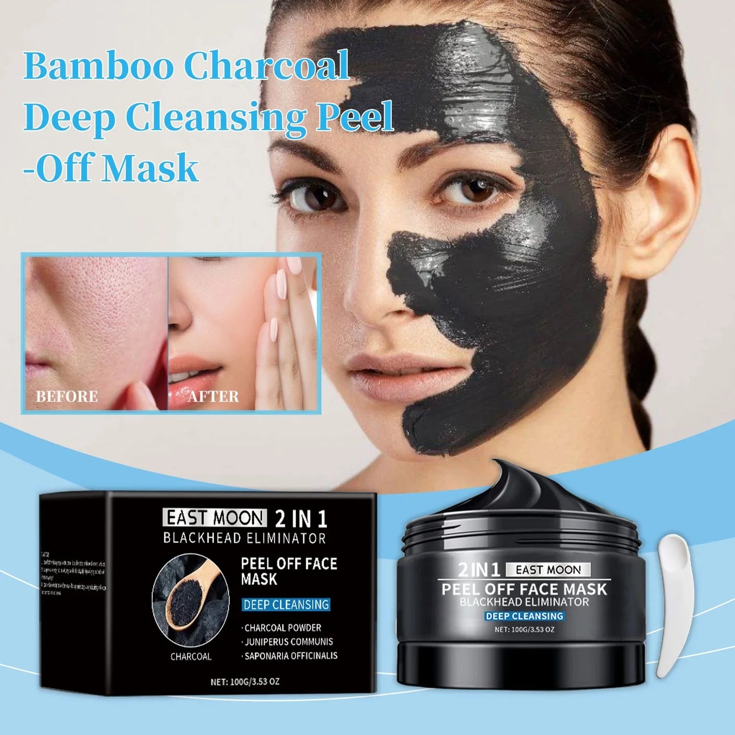 East Moon Bamboo Charcoal Mud Mask Gentle Exfoliating Facial