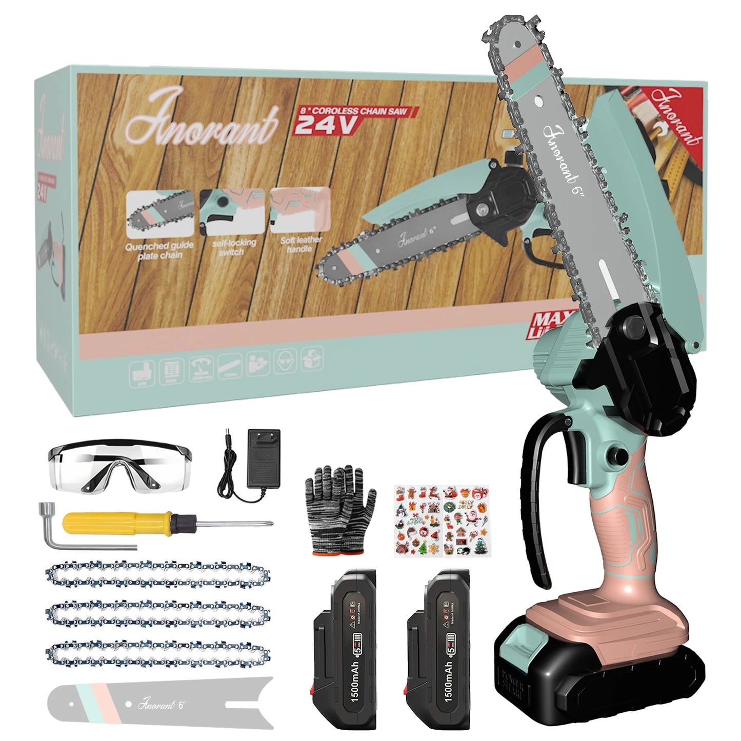 Cordless Chainsaw With Dual Batteries Portable Tree Cutter