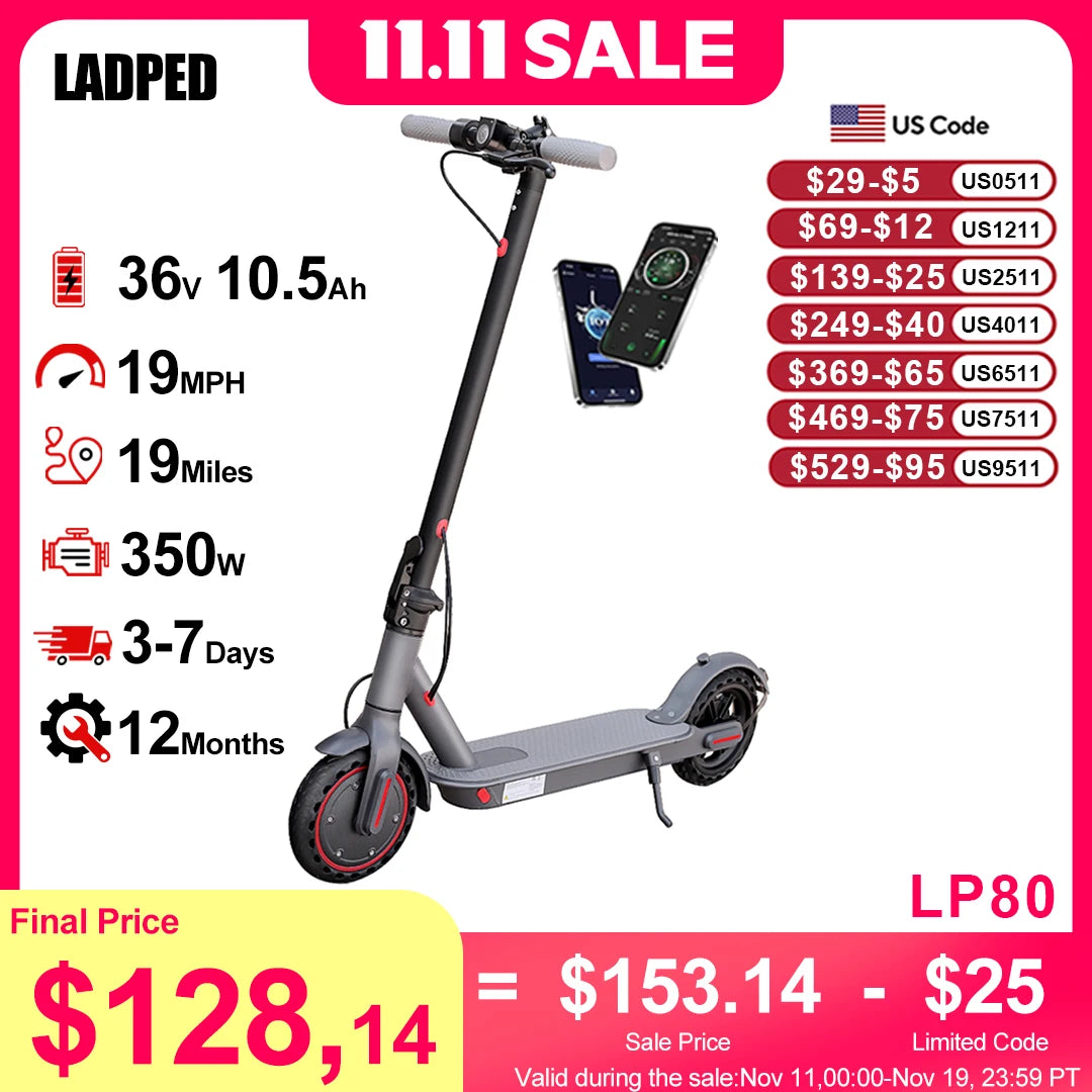 Ladped LP80 350W Electric Scooter Folding Smart App