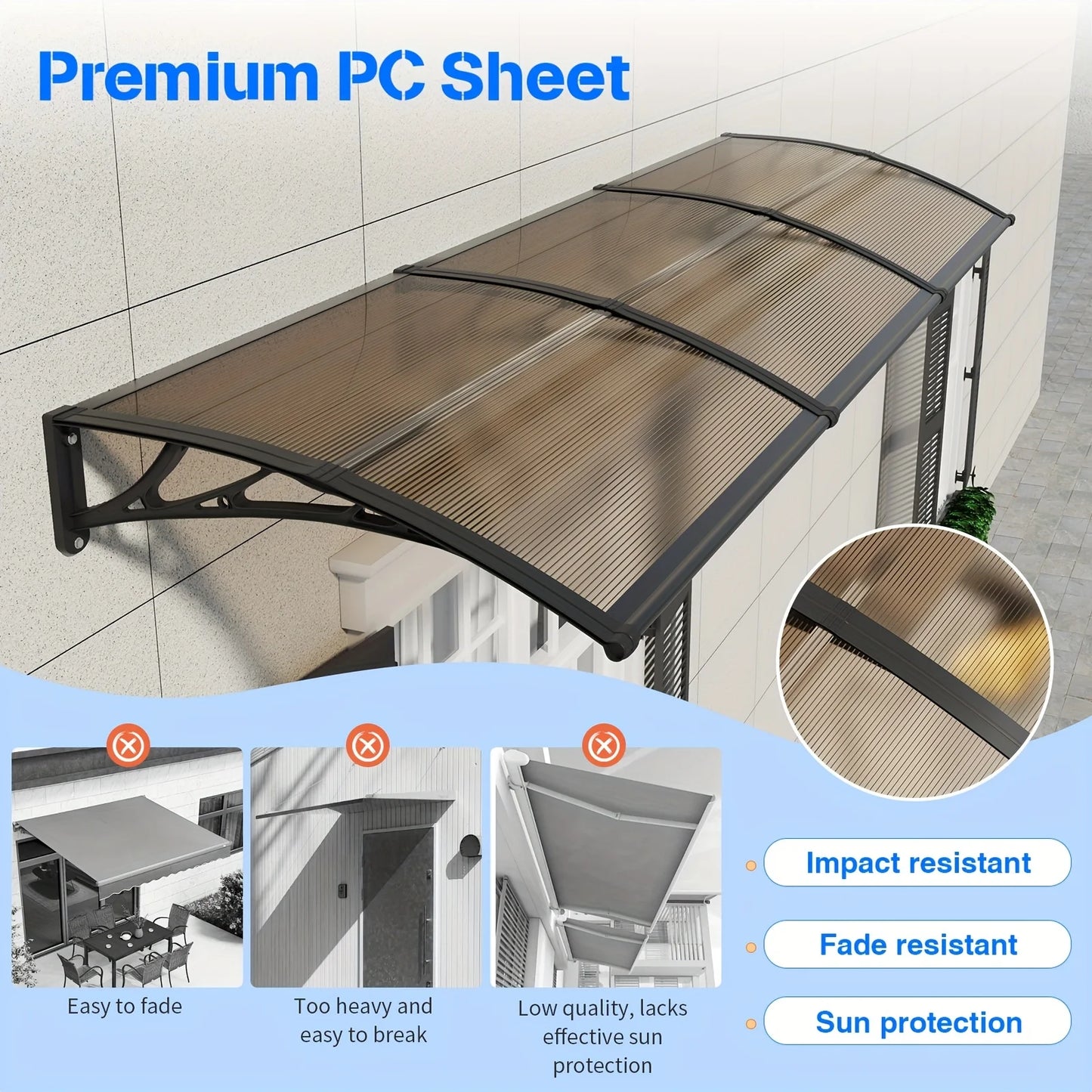 GUANSU-CN Awning Canopy for Door and Window Protection