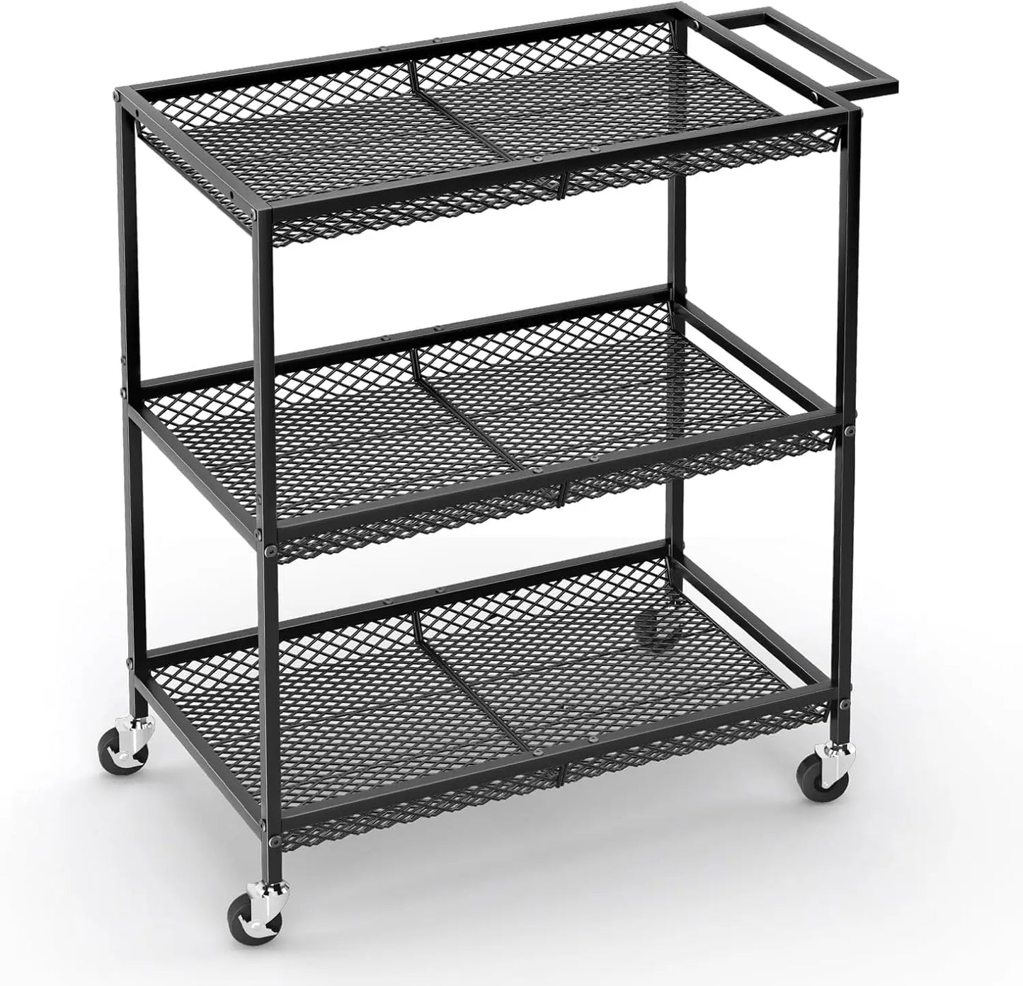 Heavy-Duty 3-Tier Rolling Utility Cart With Locking Wheels