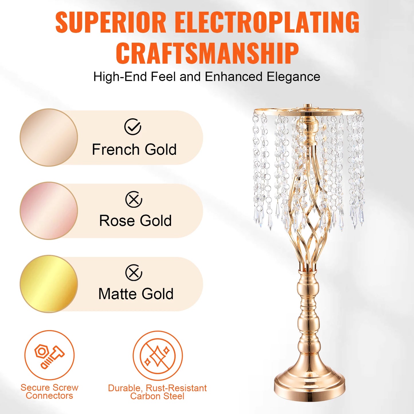 SucceBuy Crystal Wedding Flower Stand Metal Centerpiece Vase