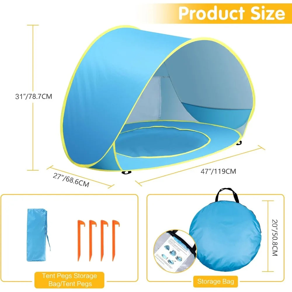 Portable Beach Shade Tent For Infants UV Protection Easy Setup