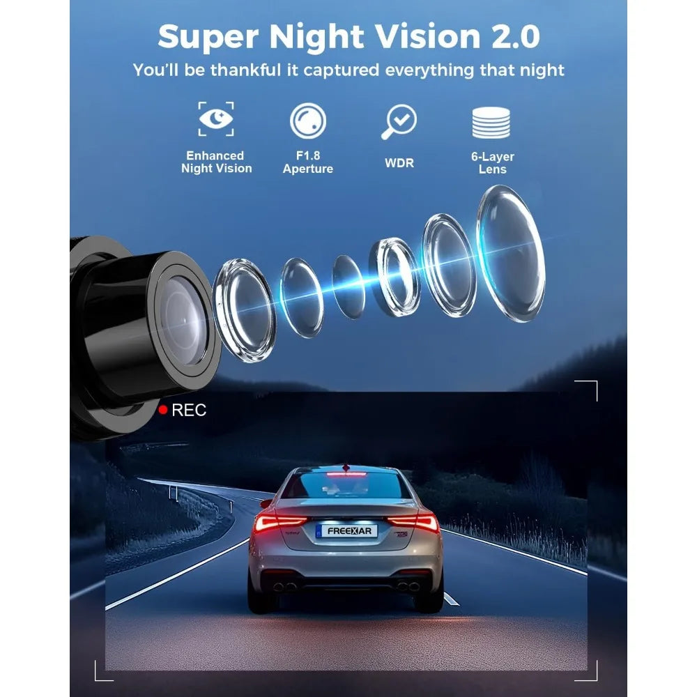 XMSJ 4K 360 Dash Camera With GPS WiFi Night Vision