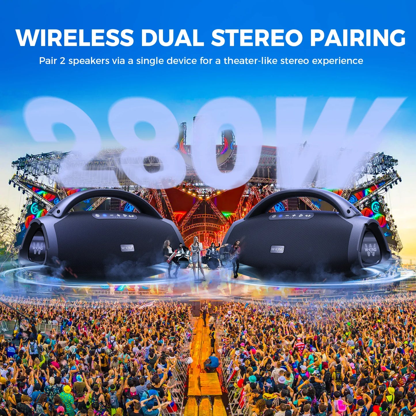 W-King 180W RMS Portable Bluetooth Speaker With IPX7 Waterproof