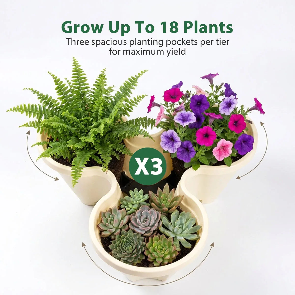 Vertical Garden Tower For Up To 18 Plants Space Saving