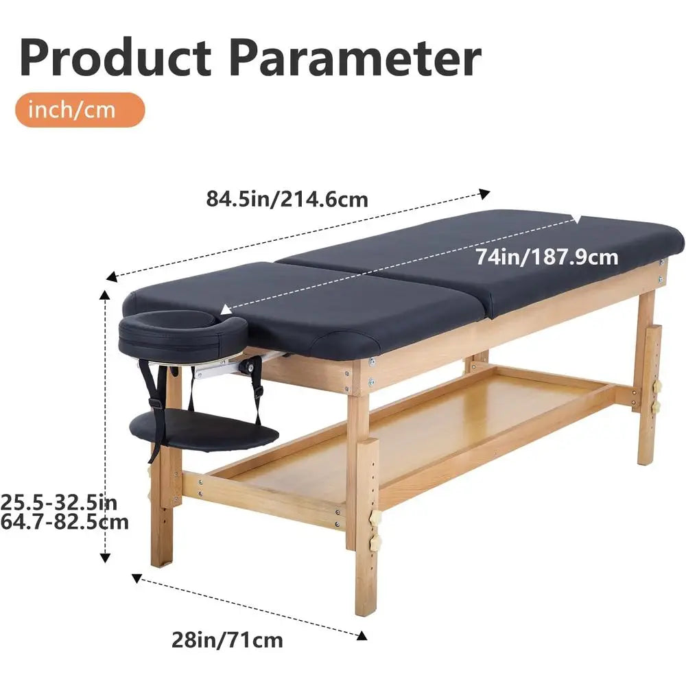 74 Long 28 Wide Stationary Massage Table with 2.5 Memory Foam for Spa, Therapy, and Facial TreatmentsCustomized
