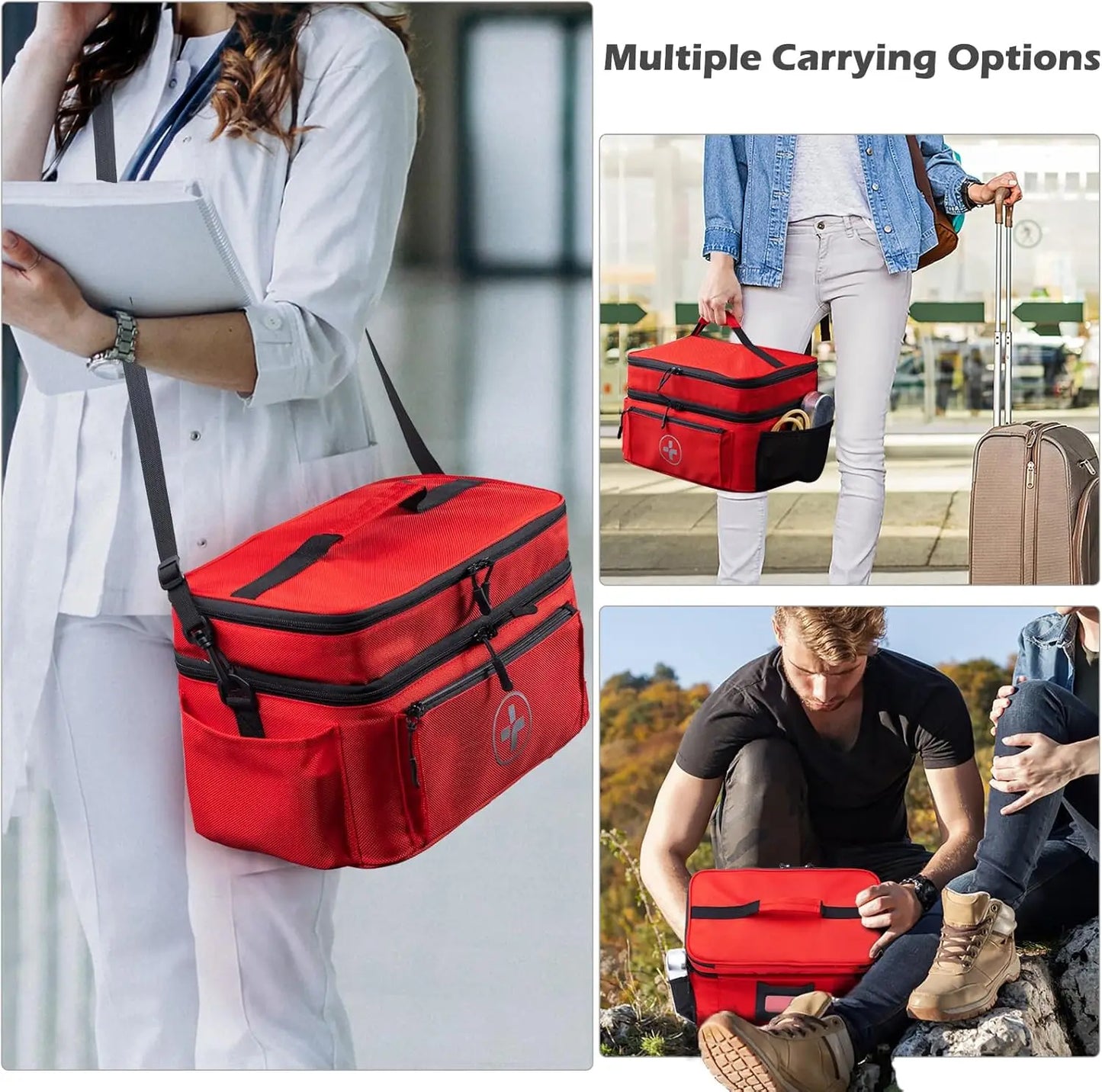 Travel Medicine Organizer Bag With Removable Dividers And Water Resistant