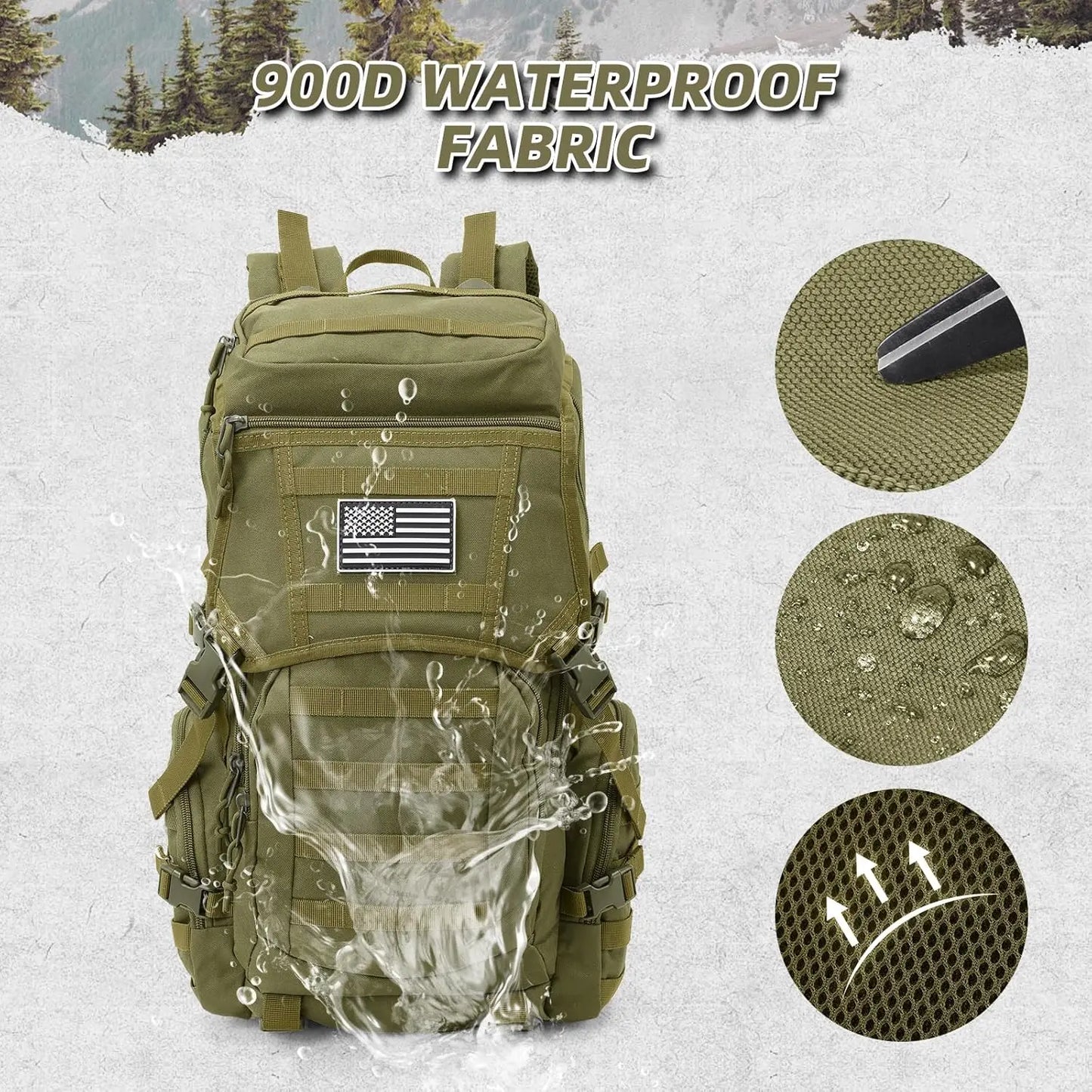 XMSJ Tactical Backpack With Molle System And Water Resistant