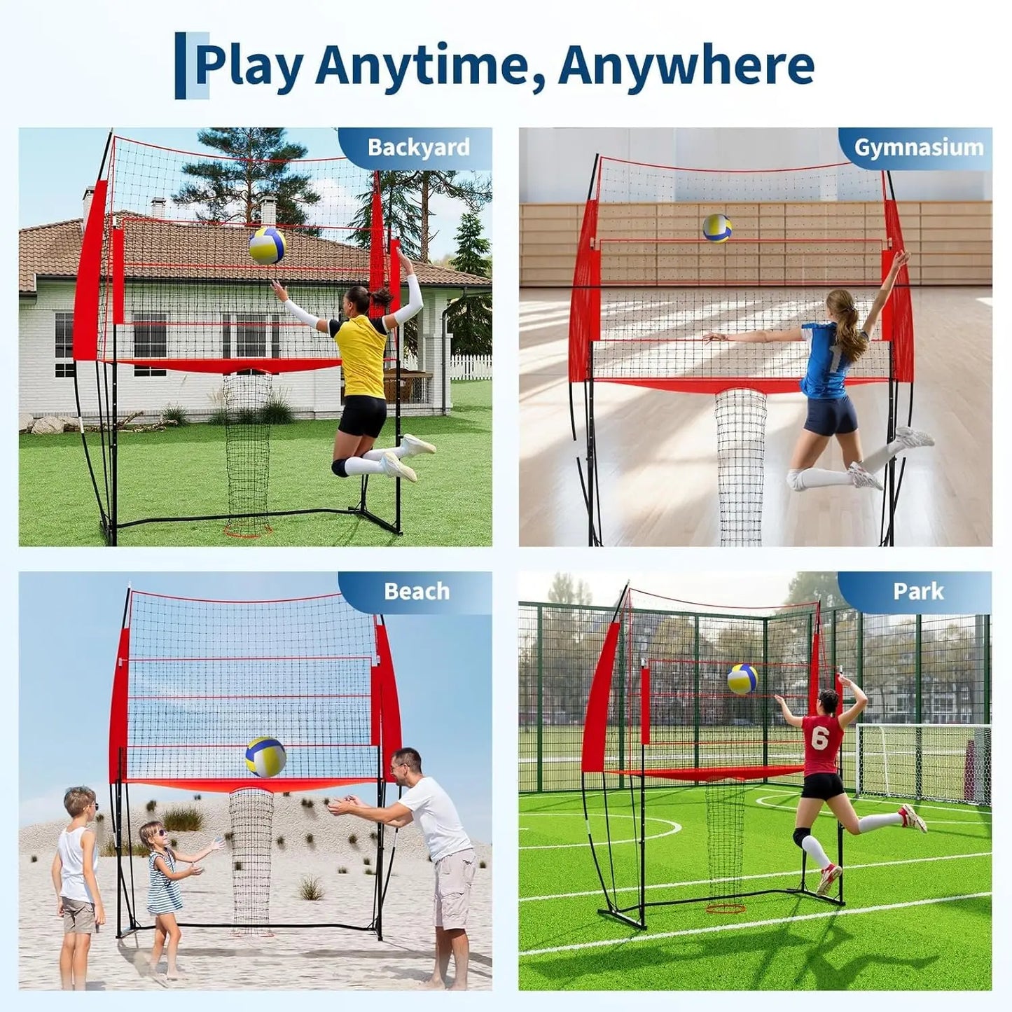 8x11 Ft Volleyball Practice Net,Height Adjustable Volleyball Training Equipment,Portable Volleyball Net with Carry Bag