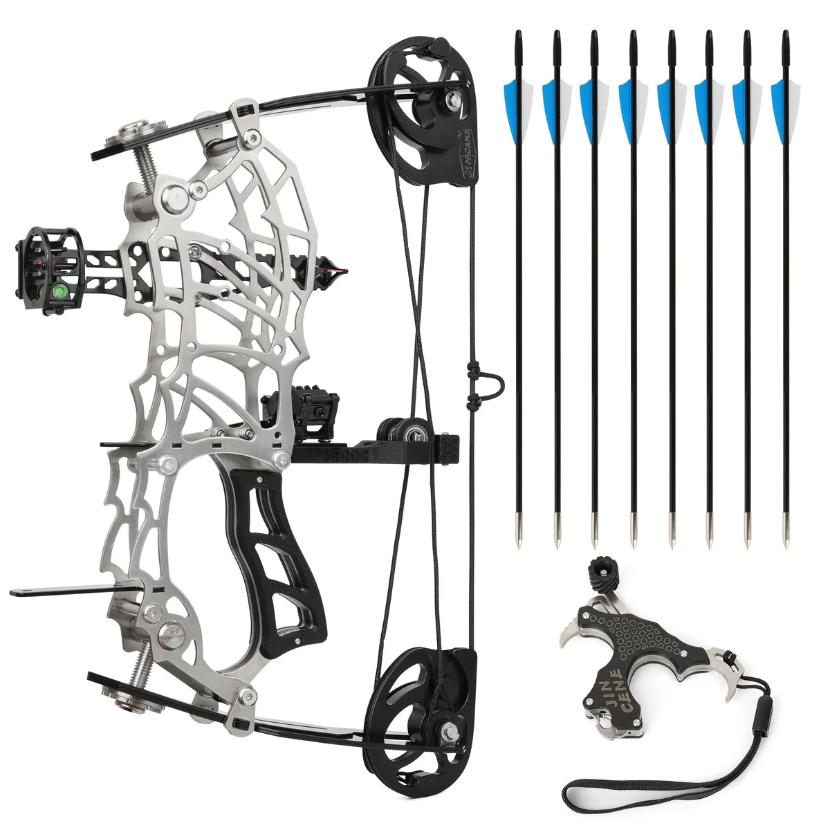 Adjustable Compound Bow With Carbon Fiber Grip And Arrows