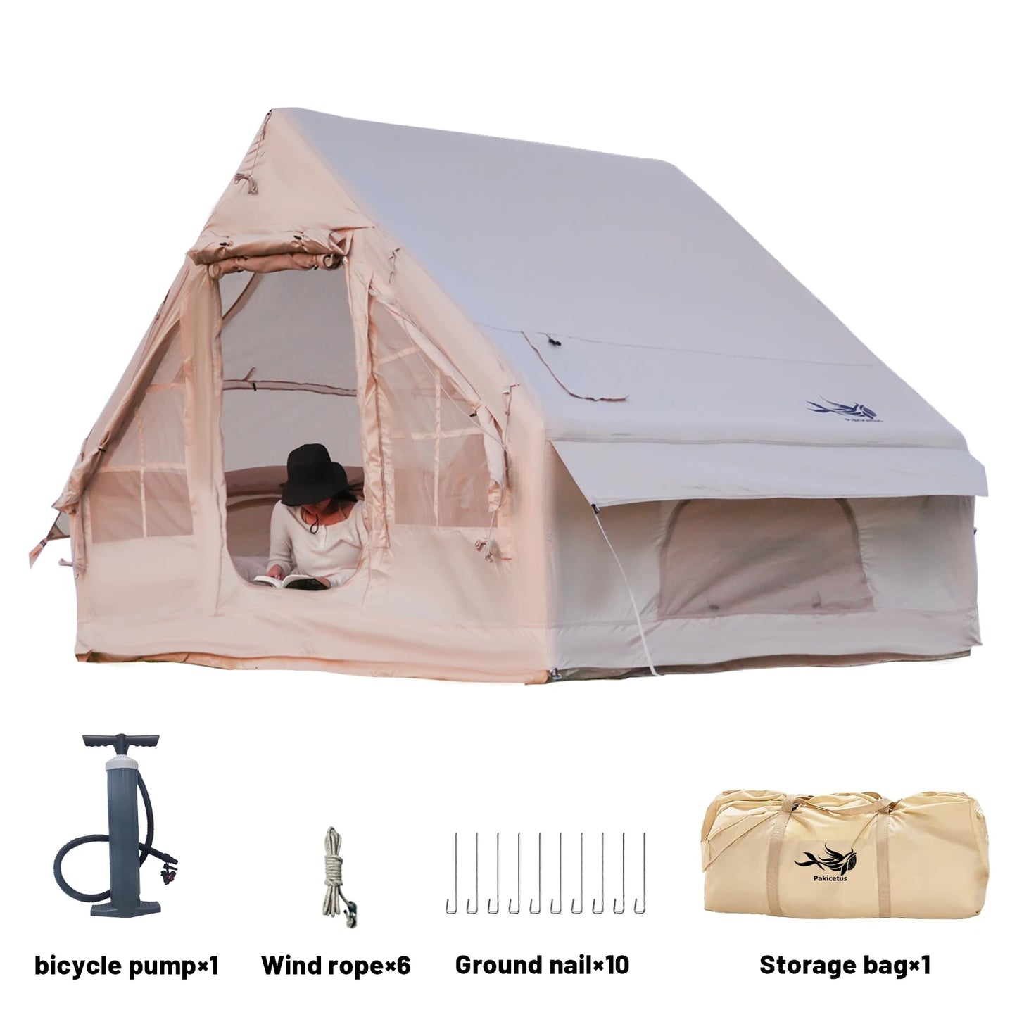 Pakicetus Inflatable Camping Tent Stove Plug Luxury Family Shelter