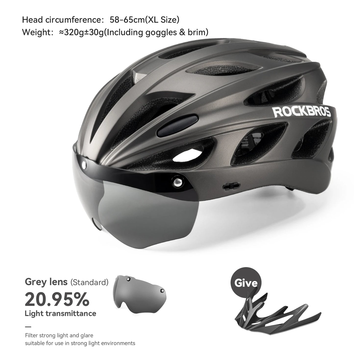 ROCKBROS Cycling Helmet Lightweight Integrated Helmet Head Protection Safety Helmet With Goggles Men Women MTB Road Bike Helmet