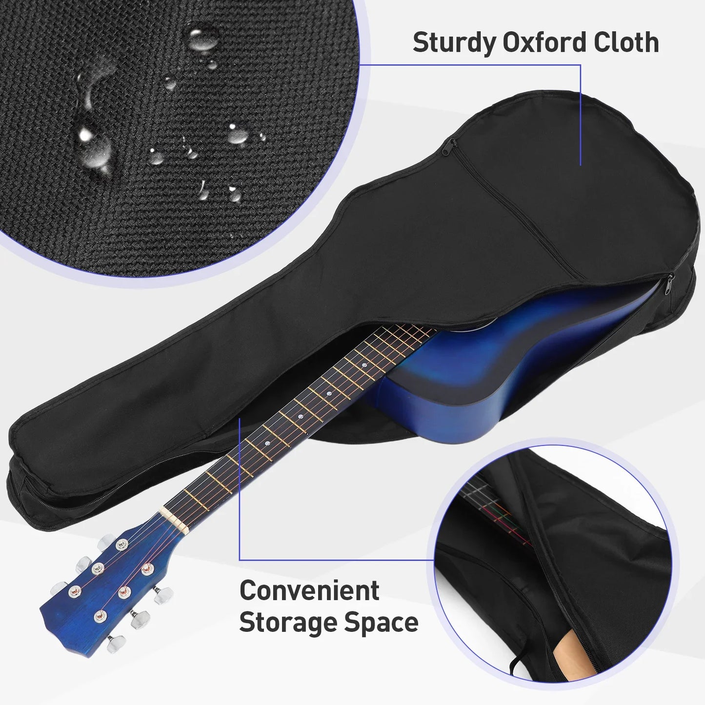 Oxford Guitar Bag Waterproof With Zipper Pocket And Shoulder Strap