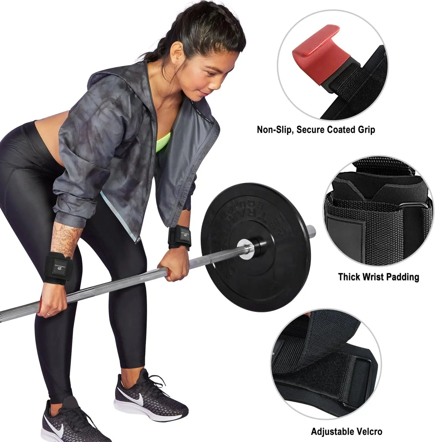 Fitness Lifting Hooks And Wrist Straps For Hand Grip Support
