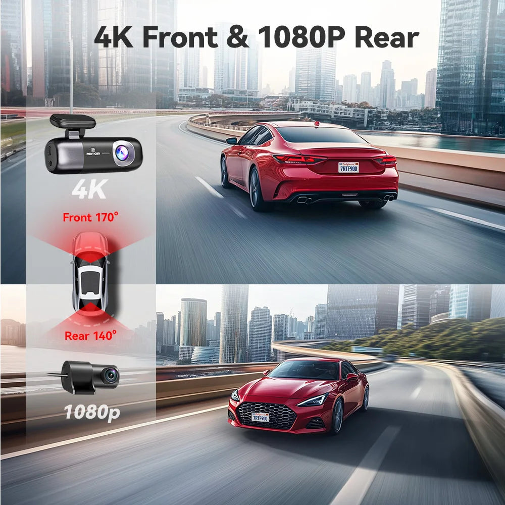 RedTiger F9 Dash Cam 4K Front And Rear WiFi GPS Car Camera