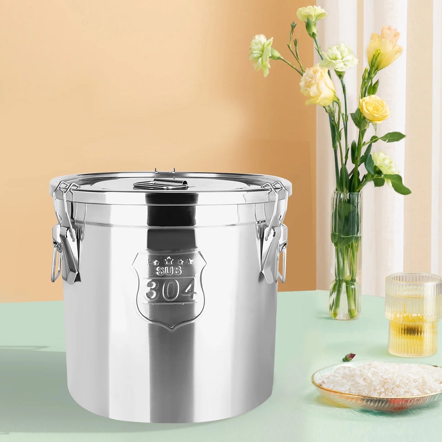 Stainless Steel Food Storage Canister With Airtight Lid