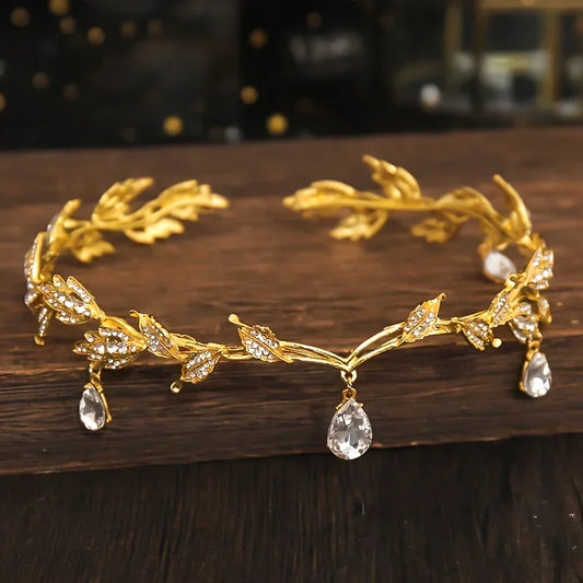 Crystal Rhinestone Waterdrop Tiara Crown Headband For Wedding