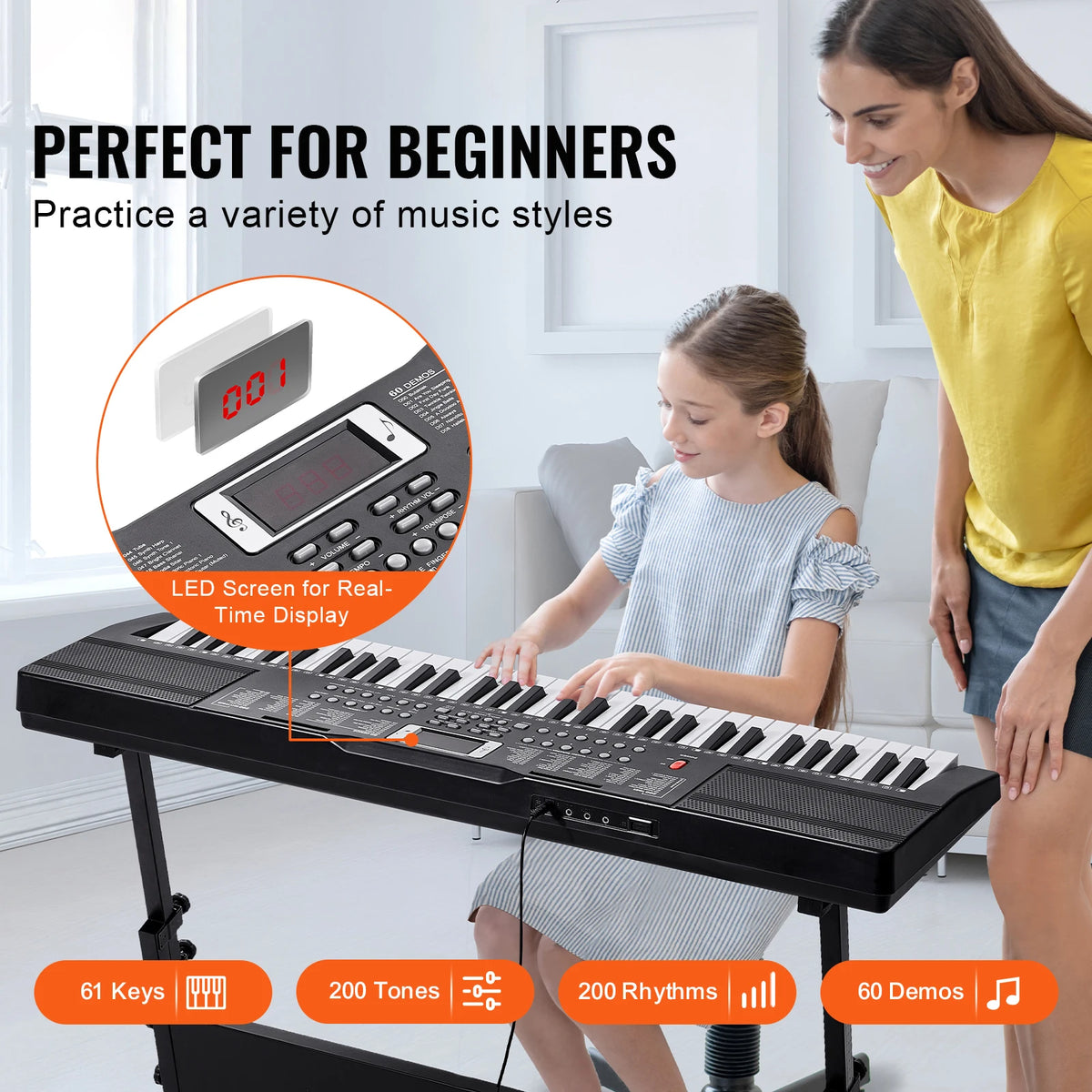 SucceBuy Portable Electric Piano Keyboard For Beginners Music Learning