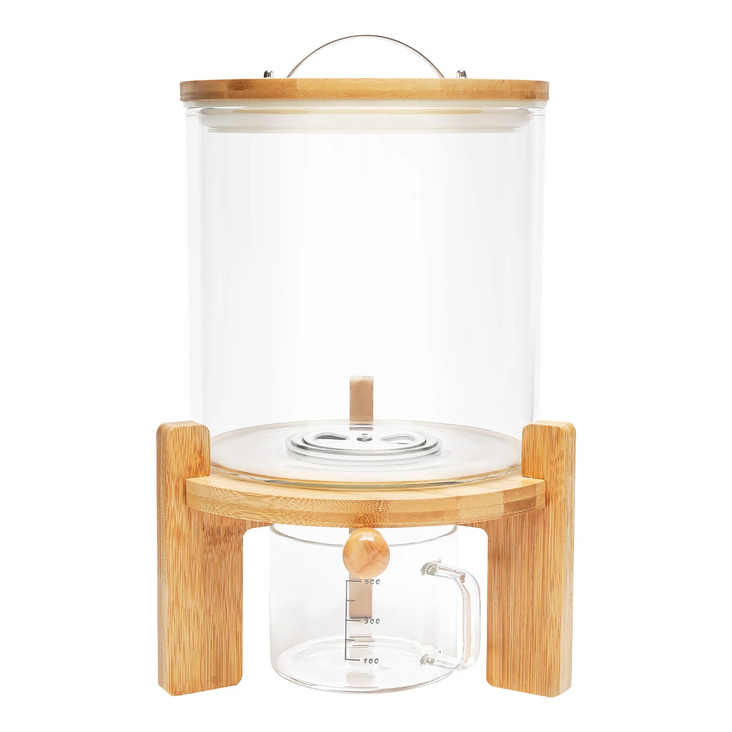 Clear Glass Cereal Dispenser With Airtight Bamboo Lid For Kitchen Storage