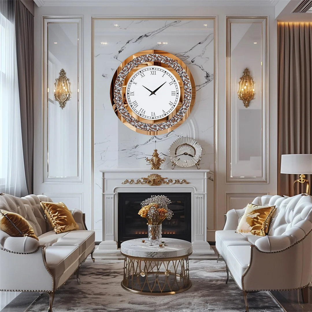 LUVODI Modern 3D Crystal Wall Clock With Roman Numerals
