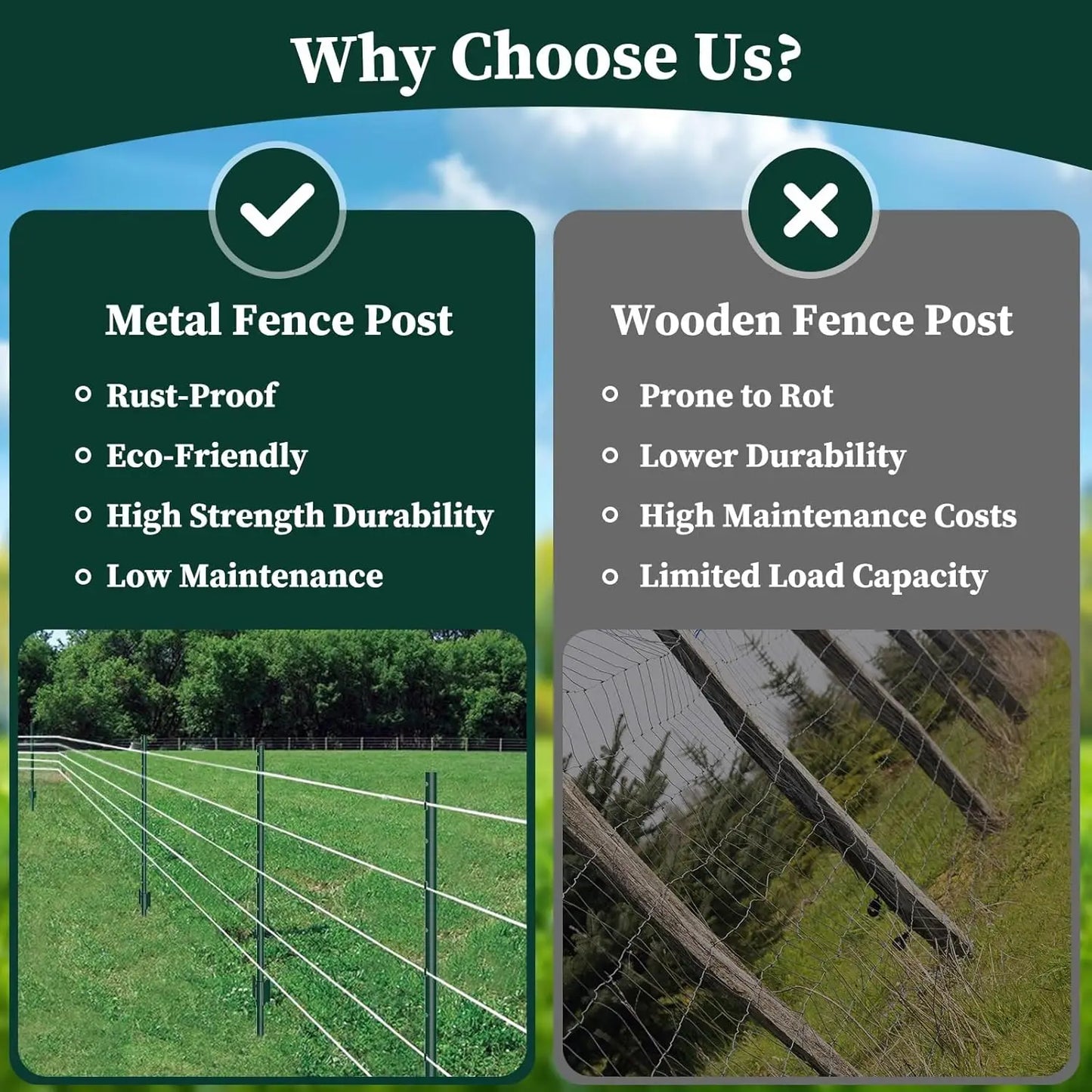 Heavy Duty Metal U Post Fence Stakes for Wire Fencing