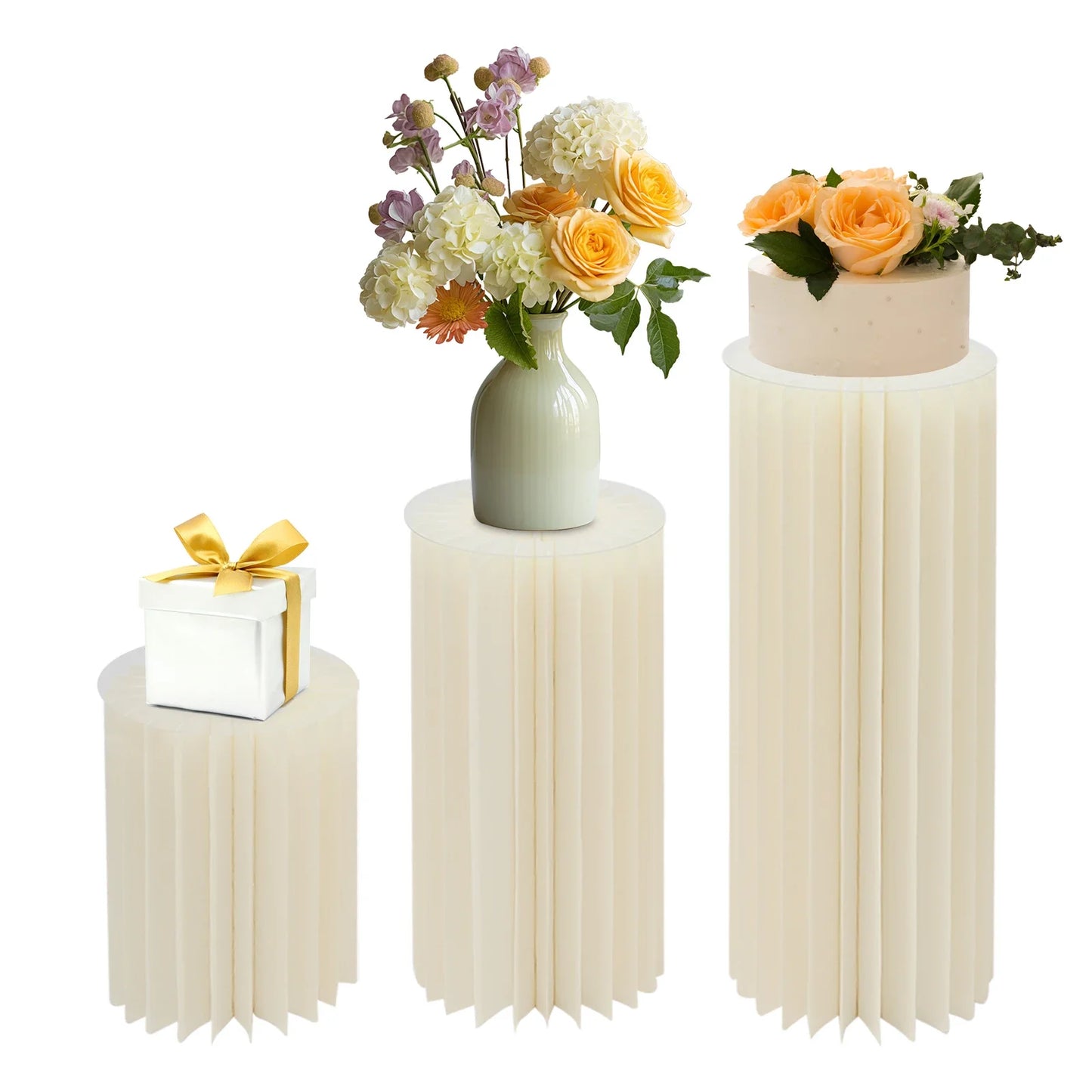 Wedding Party Flower Stand Cylinders Set Foldable Cardboard Centerpieces
