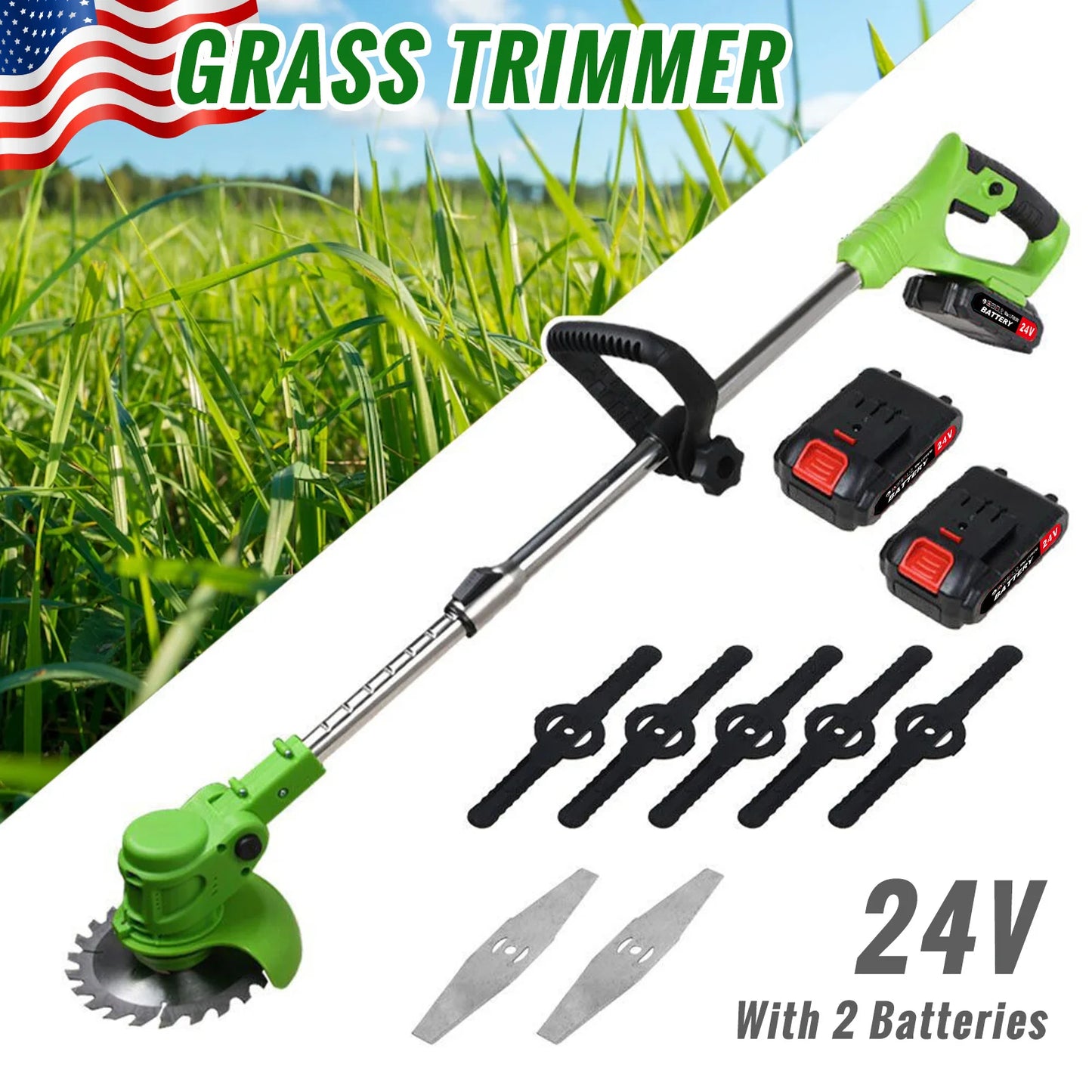 Cordless Weed Trimmer 2 In 1 With Charger And Batteries