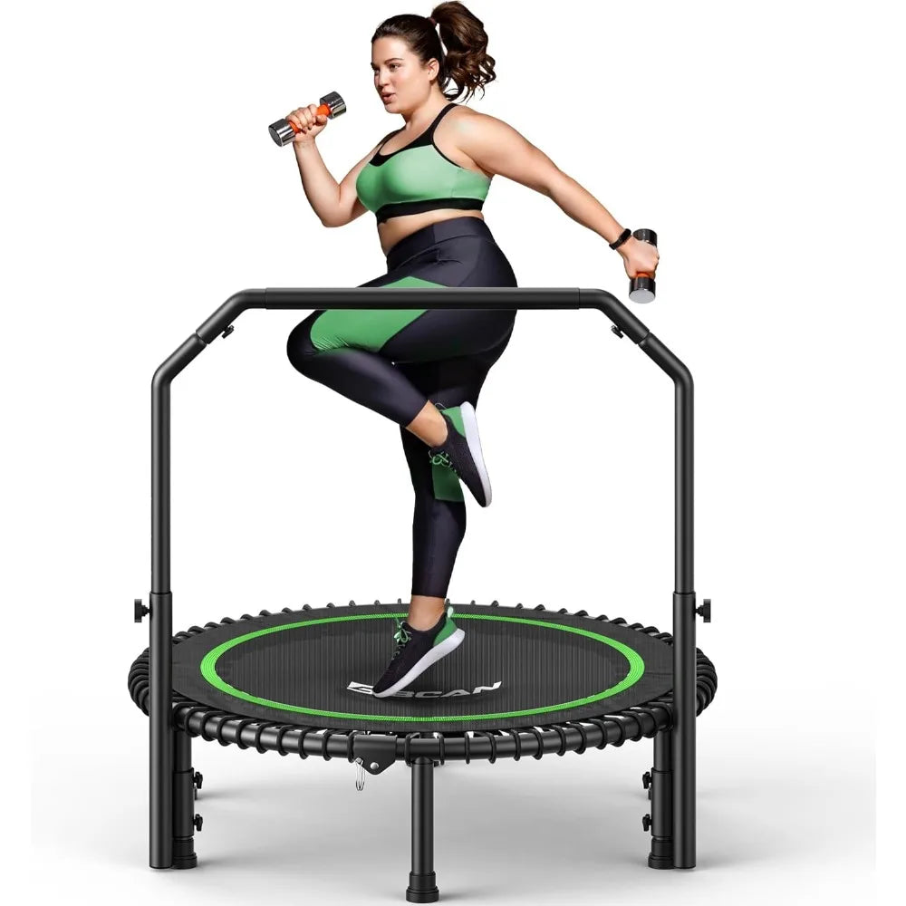 BCAN Mini Rebounder Trampoline With Bar For Adult Fitness