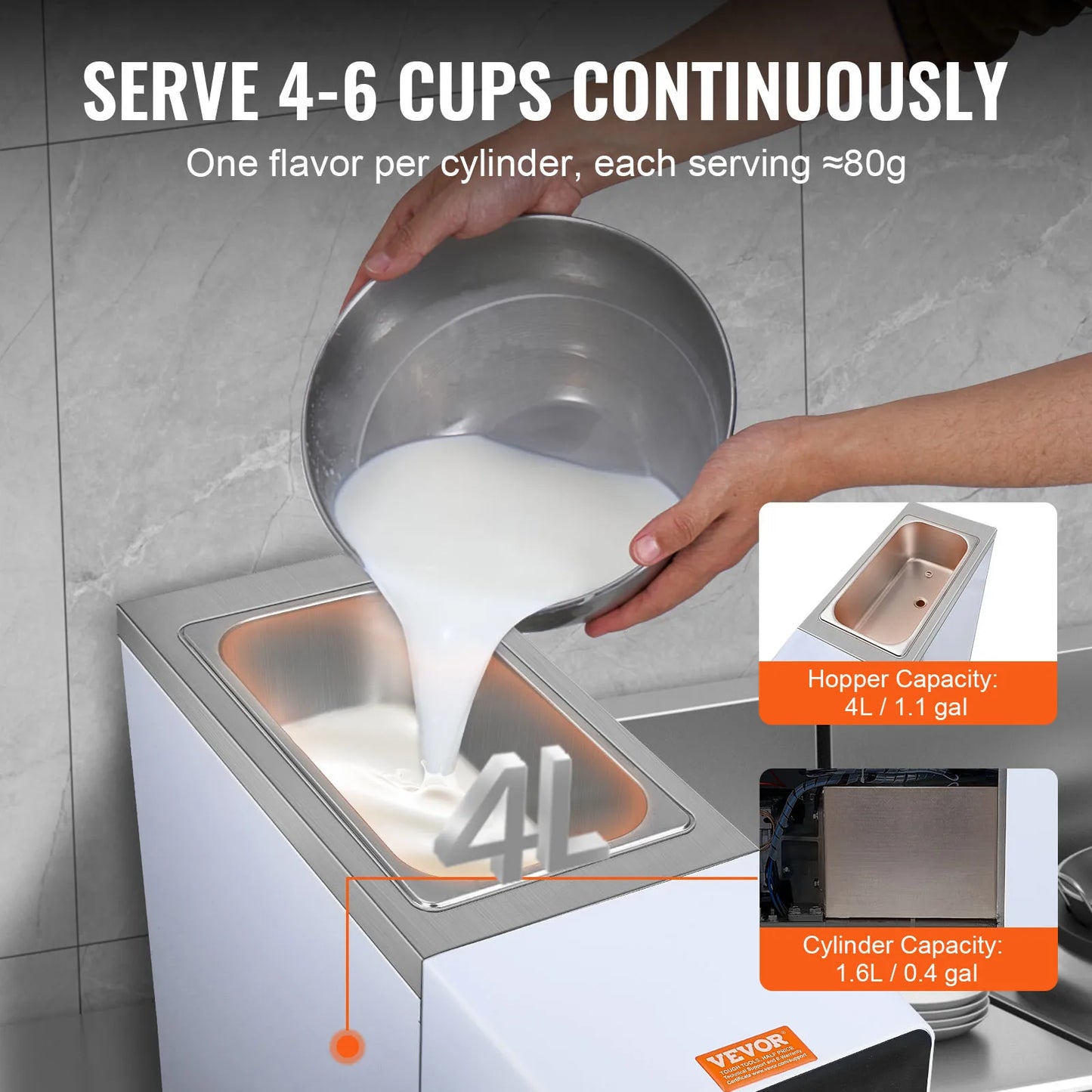VEVOR Commercial Ice Cream Machine Single Flavor Soft Serve