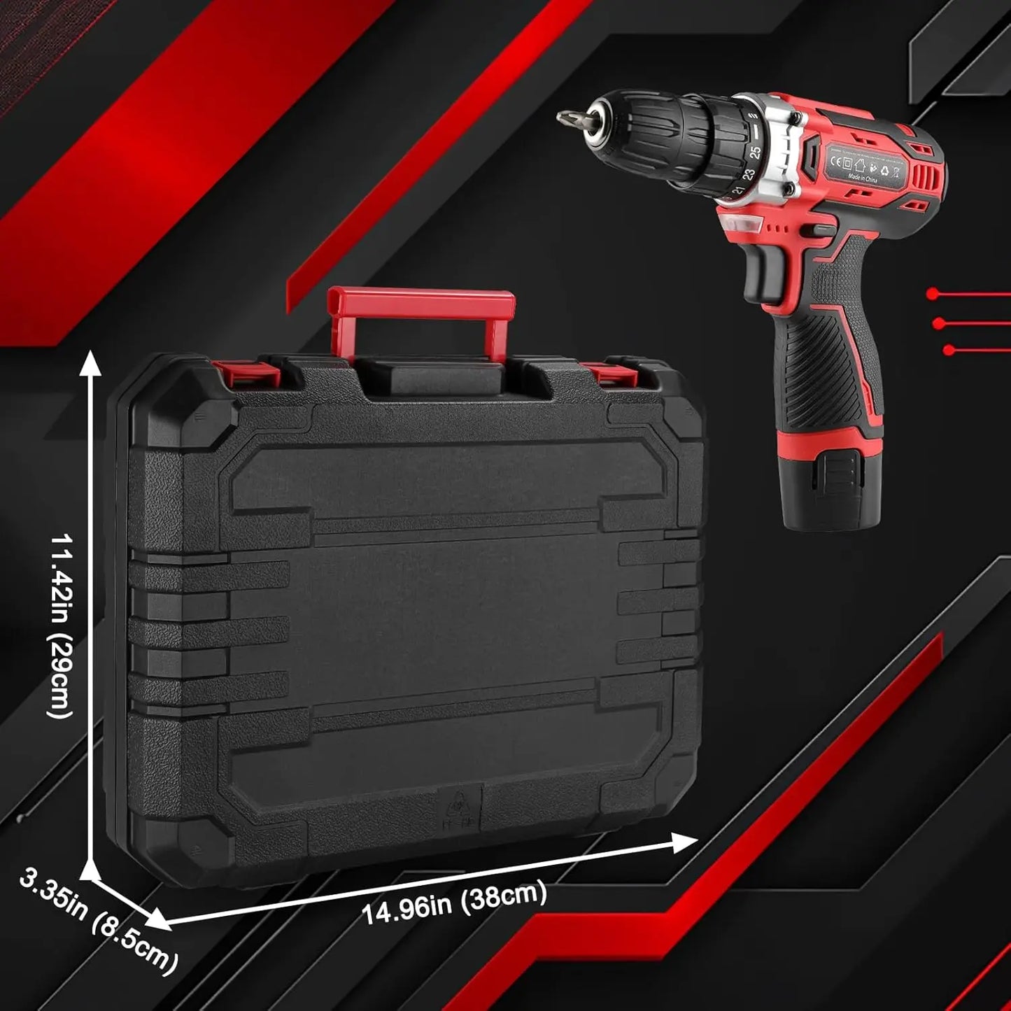 TLGREENDIY 138 Piece Power Tool Set With 12V Cordless Drill Kit