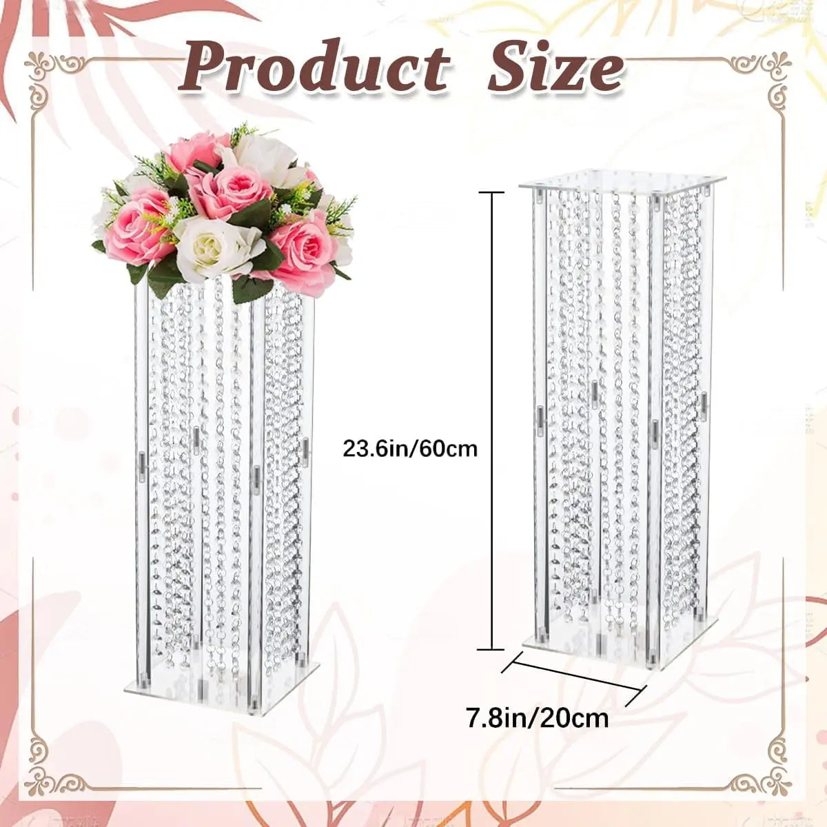 Acrylic Wedding Vase Centerpiece Set, 4 Crystal Bead Vases