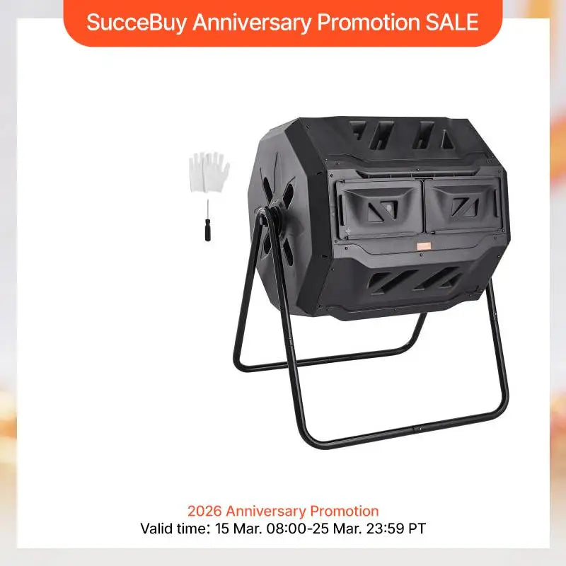 Dual Chamber Compost Tumbler Bin BPA Free For Outdoor Garden