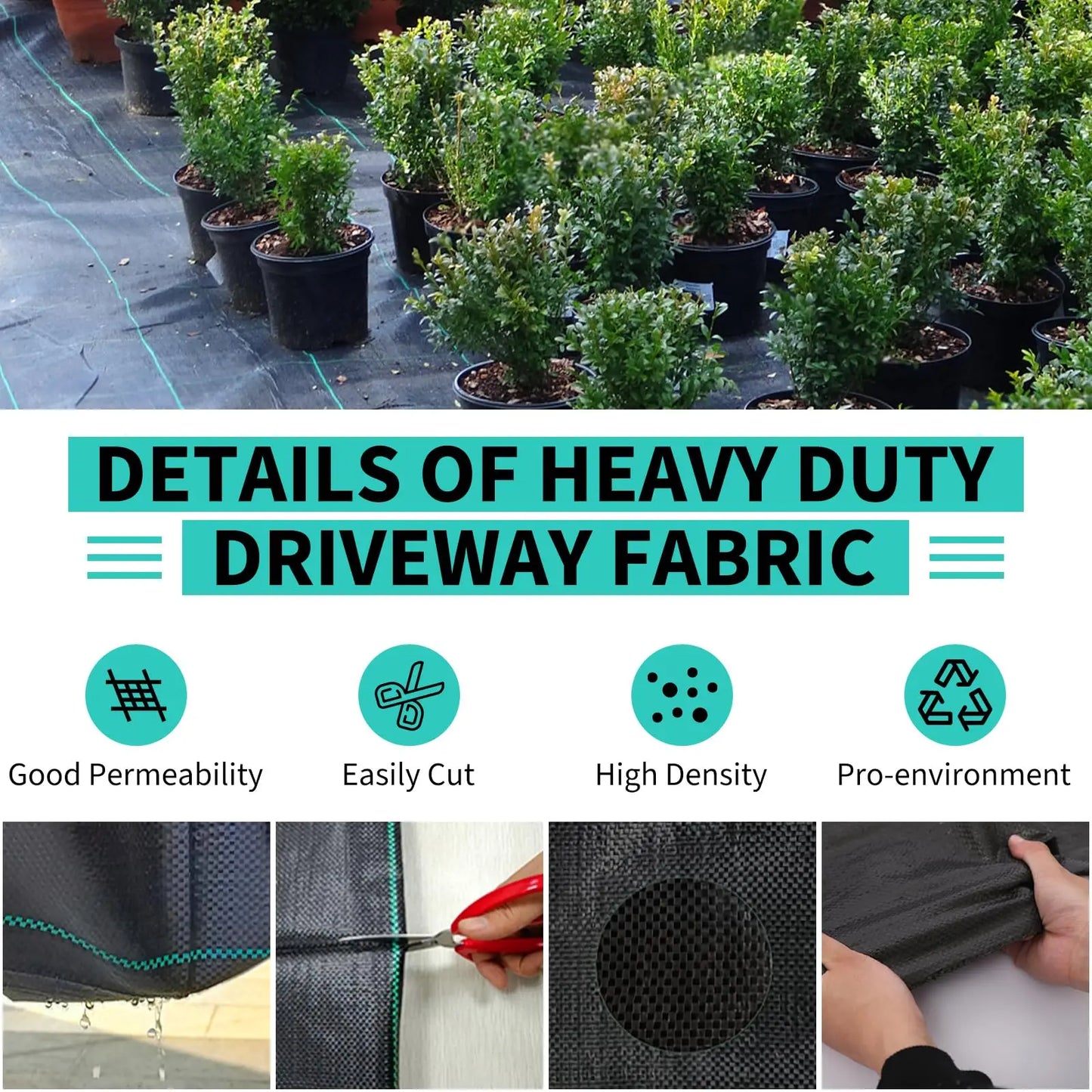 HiMISSH Weed Barrier Landscape Fabric Heavy Duty Woven Garden Cloth