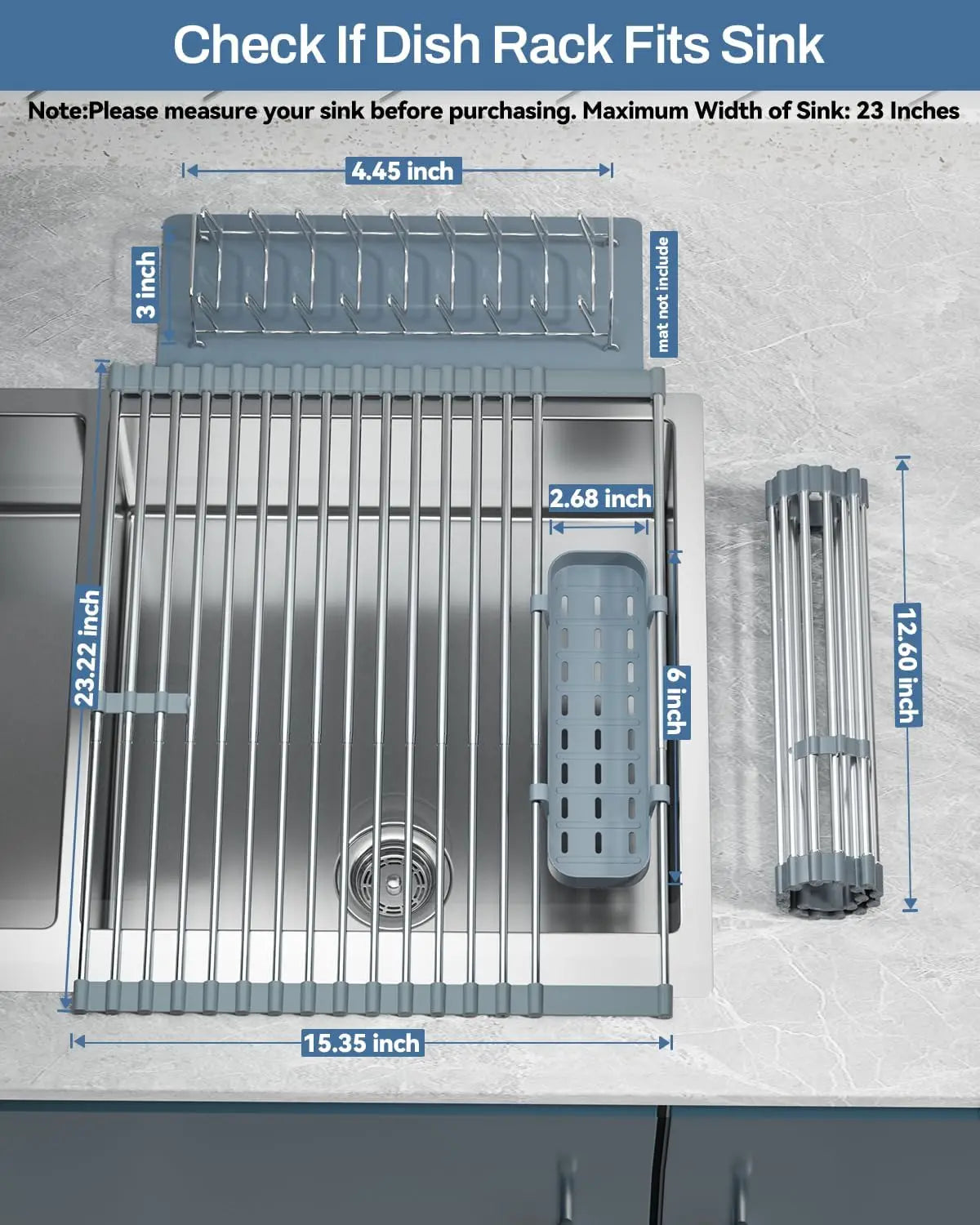 XMSJ Expandable Stainless Steel Over-Sink Dish Rack