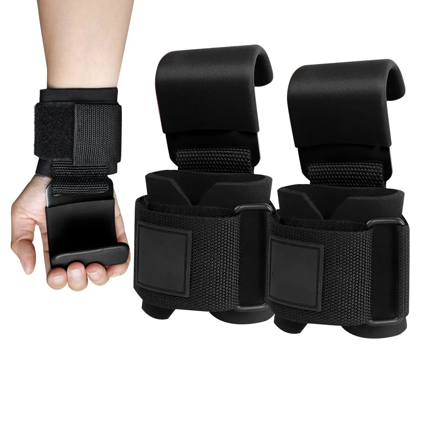 2-Pack Fitness Lifting Hooks With Wrist Straps For Training
