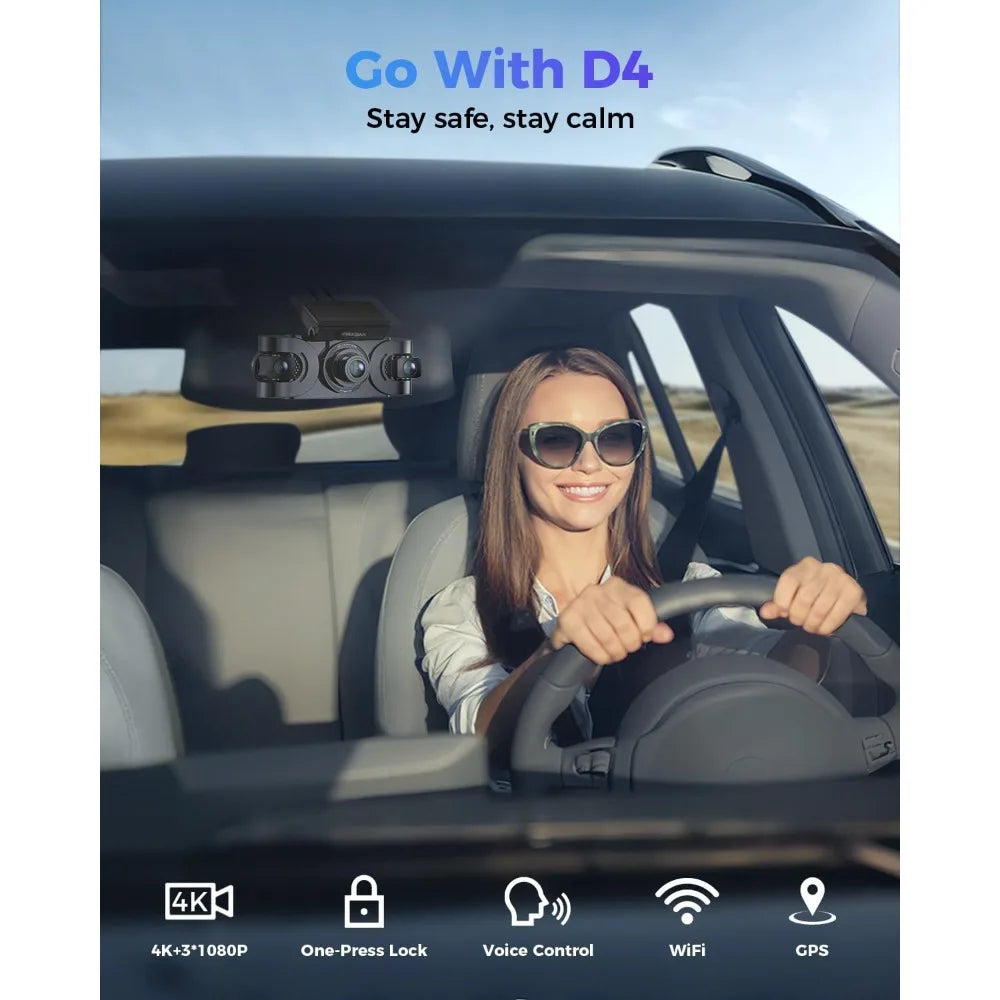 XMSJ 4K 360 Dash Camera With GPS WiFi Night Vision