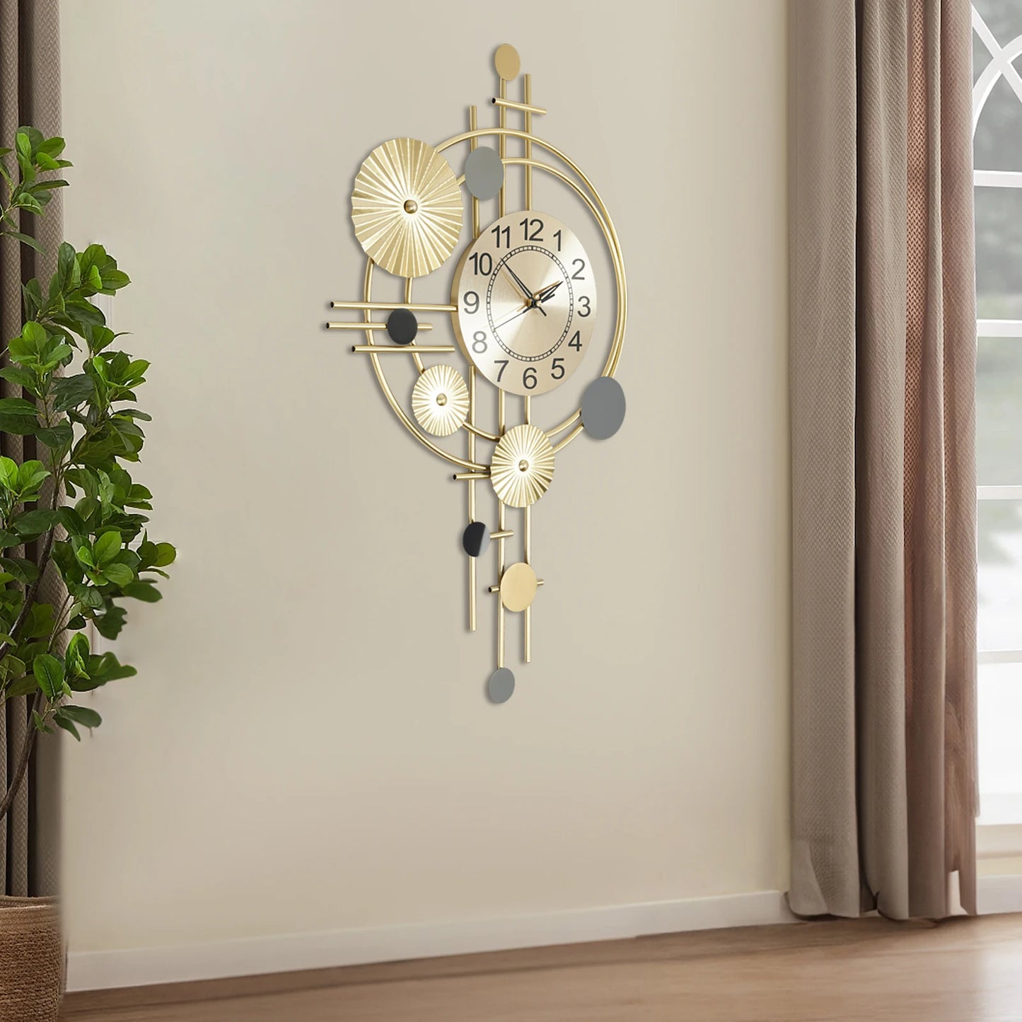 Modern Iron Wall Clock Silent Operation Decor Art Timepiece
