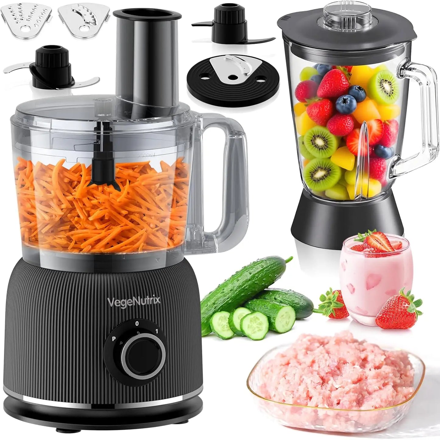 XMSJ All-In-One Food Processor And Blender Combo 700W